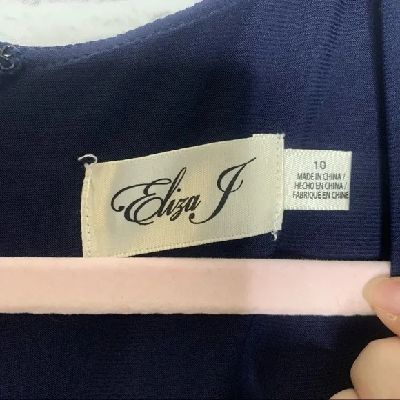 NWT Eliza J Navy Blue Embellished Cape Maxi Gown - Picture 11 of 16